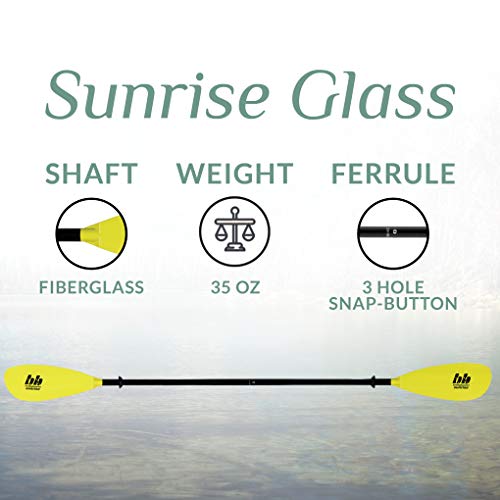 Bending Branches Sunrise Glass 2-Piece Snap-Button Kayak Paddle For Recreational Day Trips, 230 Cm, Yellow #TOP5