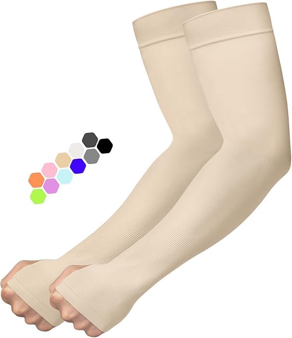 Image of AZARIA Hand Gloves for Sun Protection Arm Sleeves for Men & Women, UPF 50 Arm Cover for Biking, Cricket, Cycling, Golf & Outdoor Sports, Arm Protection Sleeves for Women