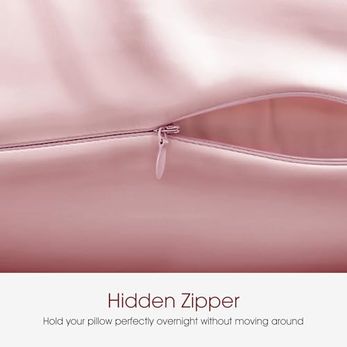 Image of 100% Silk Pillow Cases 2 Pack Queen Size Mulberry Silk Pillowcase for Hair and Skin Set of 2 Highest Grade 6A Silk Soft Breathable Cooling with Hidden Zipper, Pink