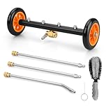 2-in-1 Undercarriage Pressure Washer & Under Car Washer, 16" Heavy-Duty Surface Cleaner with Hub Brush for Cars/Driveways, 1200-4000 PSI High-Pressure Water Broom (Orange)