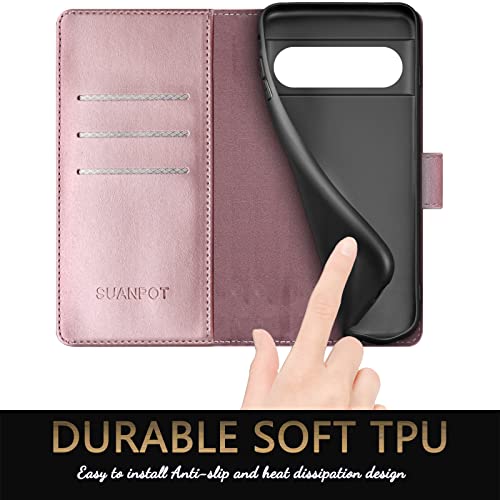 Pixel 7 Pro Etui Portefeuille Cuir Voyage RFID Rose - 8