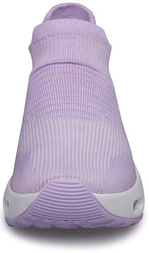 Image of DOUSSPRT Womens Walking Shoes Sock Casual Ladies Fashion Sneakers Comfortable Slip On Air Cushion Platform LightPurpleWhite 8