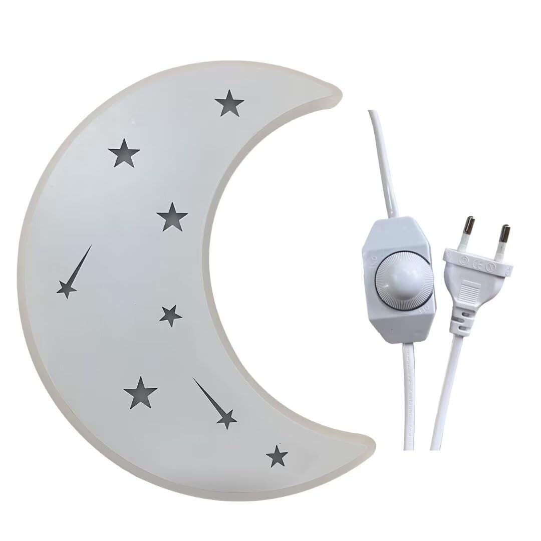 KZT 14W Applique da Parete Interno con Interruttore Dimmerabile Lampada da Parete Bianco Caldo 3000K Lampada da Comodino Design in Luna Lampada da Notte per Camera da Letto Bambini Soggiorno
