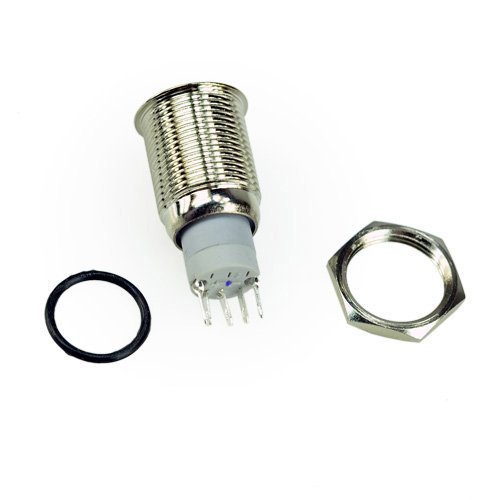 Smakn® 16Mm 12V Car Angel Eye Green Led Lighted Silver Metal Self-Locking Stainless Steel Switch Latching Push Button #TOP2