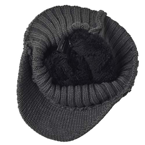 Retro Newsboy Knitted Hat With Visor Bill Winter Warm Hat For Men (Grey-1) #TOP3