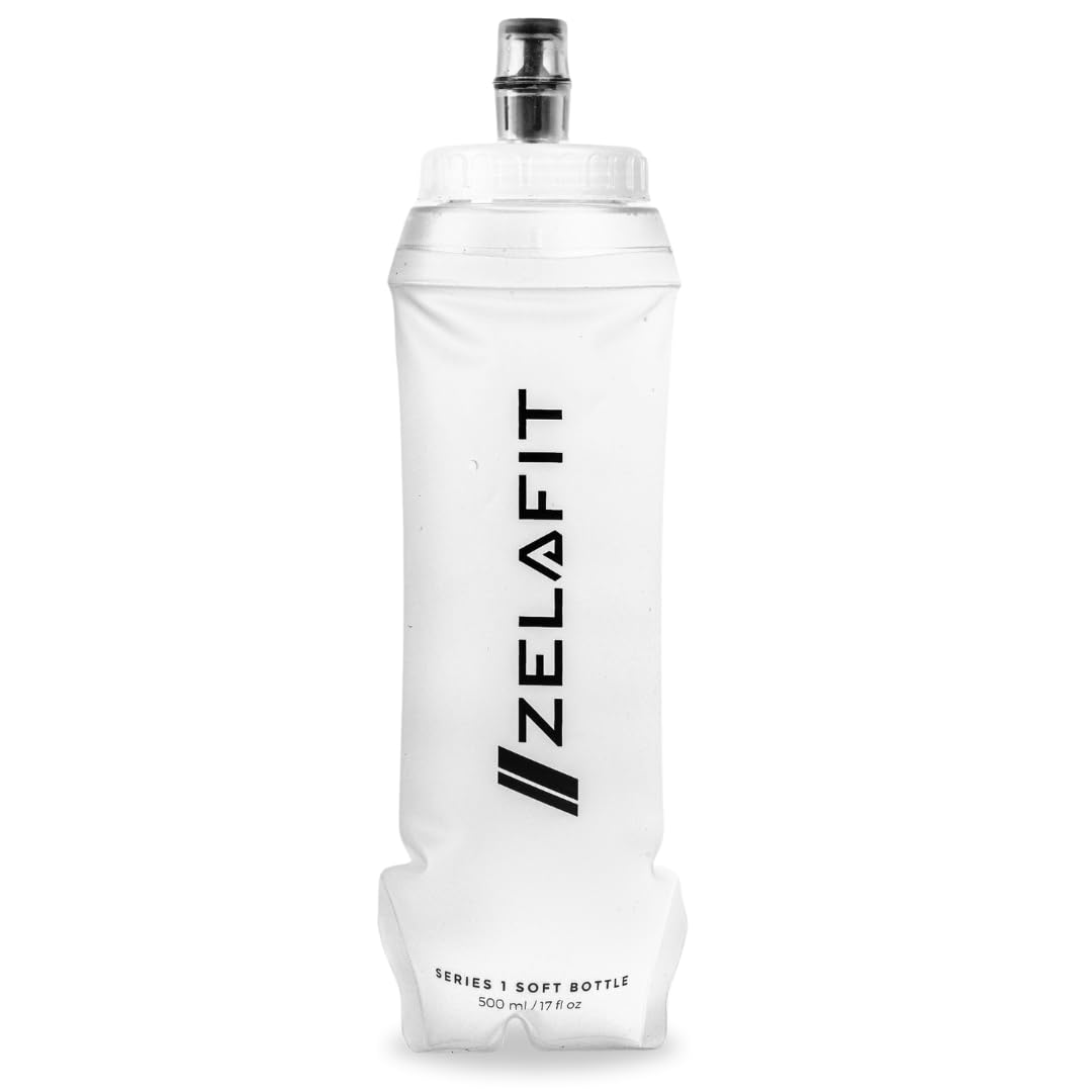 ZelaFit® Running Water Bottle 500ml - Collapsible Water Bottle, Perfect Running Accessories - Hydration Vest Compatible Leakproof Soft Flask - Easy-Fill and Lightweight (1)