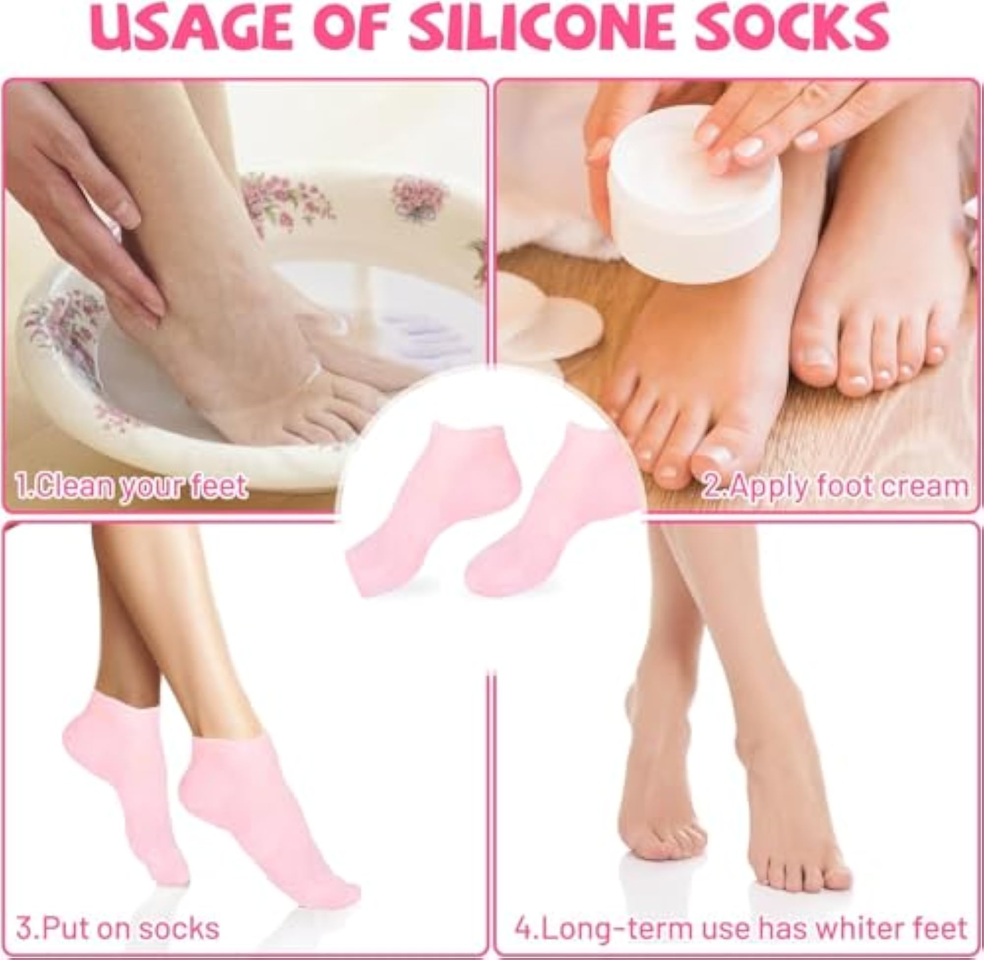 Moisturizing Foot Spa Silicone Socks, Heel Protectors
