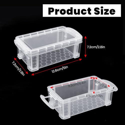 Image of testyu Small Plastic Box, 5 inch X 2.8 inch X 2 inch Stackable Mini Storage Box with Lid, Clear Organizer Container for Jewelry Beads, Small Crafts Items Accessories - -12 Pack