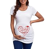 1957 Padre E Hijo Ropa Igual Día de San Valentín Mujer Maternidad Manga Corta Cuello Redondo Gráfico Lados Fruncidos Camiseta Tops Túnica Blusa El Ingles (White, S)
