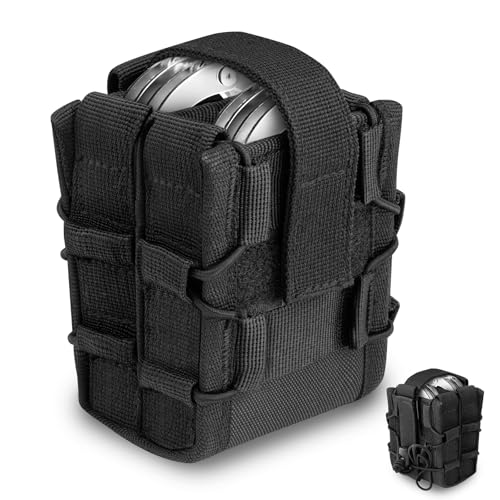 Double Handcuff Pouch Open Top Tactical Nylon Hand Cuff Holster for Duty Belt Molle Vest Adjustable Compatibility with Chain/ASP/Hinged/Folding Rigid Handcuff