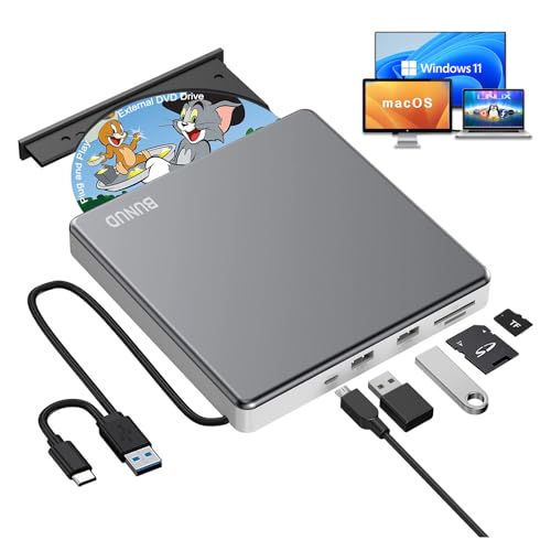 External DVD Drive, USB C Superdrive for Apple USB 3.0 DVD Burner Reader for Mac, Portable CD +/-RW Drive External DVD Player for Laptop MacBook Windows 11 10 PC Linux OS