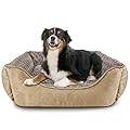 JOEJOY Dog Bed Large Washable - Calming Dog Bed Anti-Anxiety Dog Bed Rectangle Dog Bed with Soft Cosy Plush - Pet Bed Size Small | Medium | Large Mattress Mat For Dog, Beige, 35in