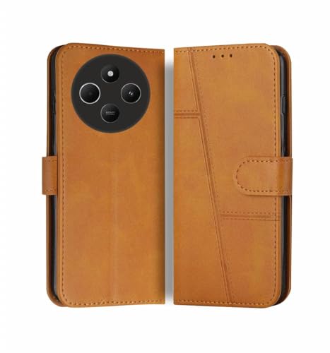 Image of Compatible for Poco M7 5G / Redmi 14C 5G / Redmi A4 5G / Poco C75 5G Flip Cover Leather Finish | Inside TPU with Card Pockets | Wallet Stand | Complete Protection Flip Case