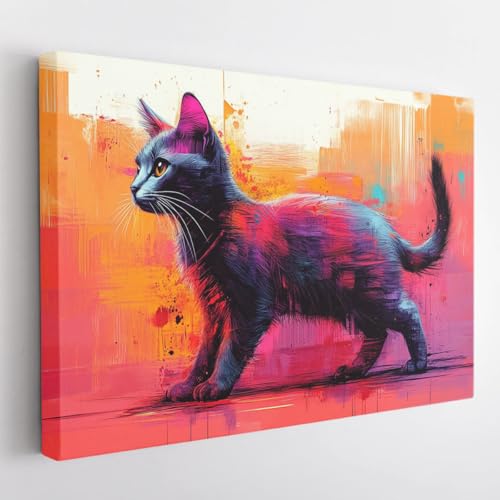 Cat canvas wall art-Abstract Animal Wall Art Posters for Nursery Decor Cute-Colocolo-Cat- Canvas Print Picture Modern Abstract Paintings Artworks for Boys Girls Bedroom Decoration-L89AI
