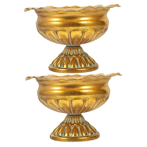 Amosfun Retro Iron Flower Pot Metal Roman Flower Pot Decorative Vase Planter for Weddings