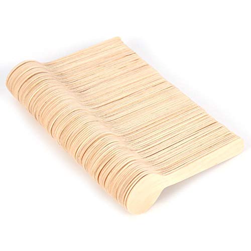 Cucchiaio di legno, cucchiaio di legno monouso da 100 pezzi cucchiaio da t¨¨ di ghiaccio 10 cm posate posate bupplies, cucchiaio di legno premium dessert barbecue picnic