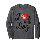 Photo Gallery fun i love my dog cool for dog moms dads, cuore novità maglia a manica Photo Gallery fun i love my dog cool for dog moms dads, cuore novità maglia a manica