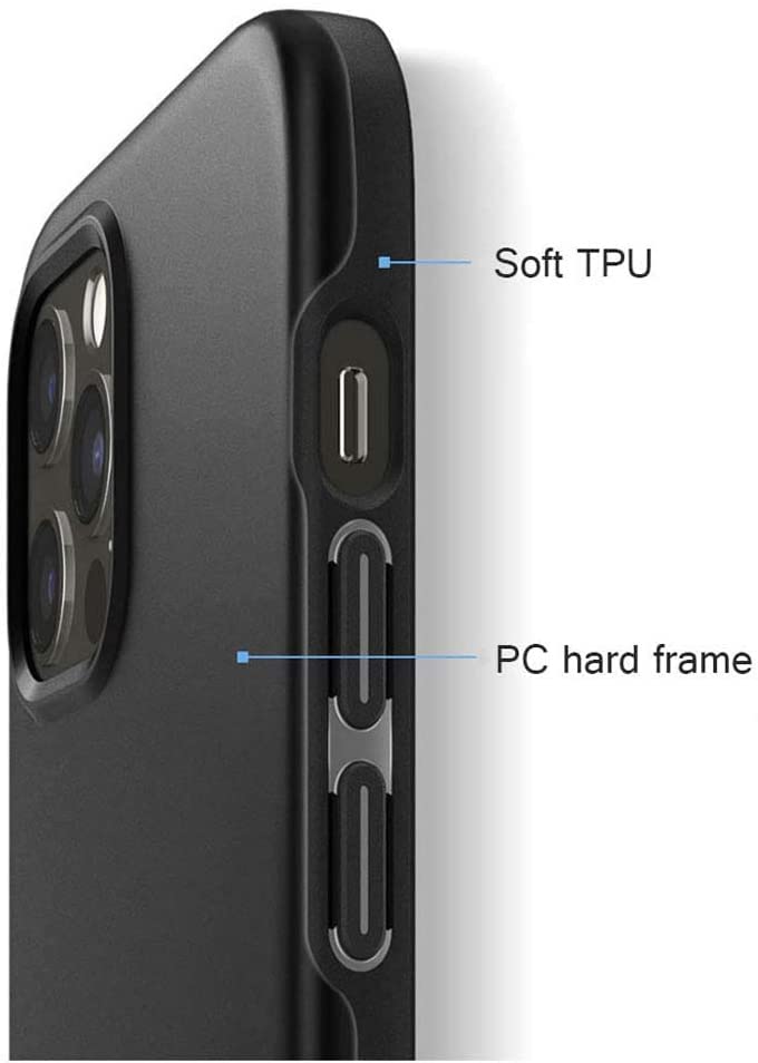 Coque iPhone 12 fine en PC TPU noir intégral - 4