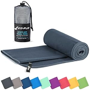 Fit-Flip Microfibre towel – compact, ultra lightweight & quick dry towel – the perfect gym, travel & beach towel – swimming towel for sports, camping & hiking