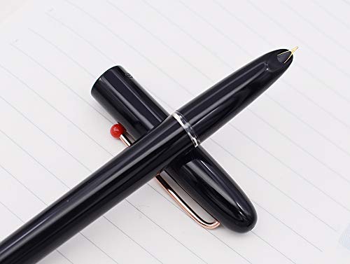 Image of KaCo RETRO Fountain Pen Hooded EF Nib Pen with Box, 2 pcs Ink Cartridges and 1 pc converter - Black Ink (Black)