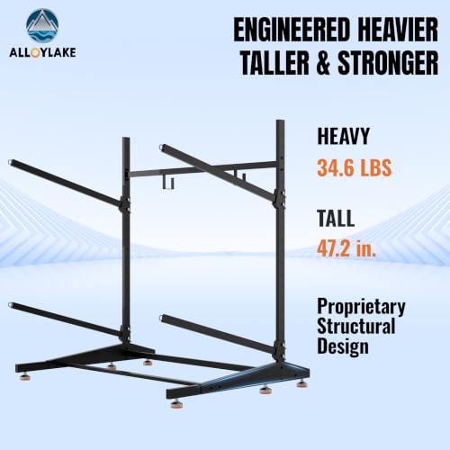 Image of Freestanding Kayak Storage Rack, 2-Tier Heavy Duty Outdoor Canoe Stand for Garage & Dock, Holds 220 lbs, Rust-Proof 304 Stainless Steel Hardware (Black) | Adjustable Kayak Rack, Heavy Duty Outdoor Canoe Stand for Garage & Dock, Holds 440 lbs, 304 Stainless Steel Hardware