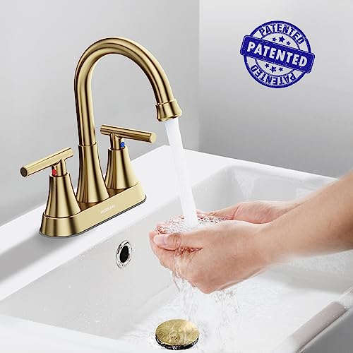 Hurran HUR-4LT-GOLD 4 Inch Brushed Gold Bathroom Sink Faucet thumb #1