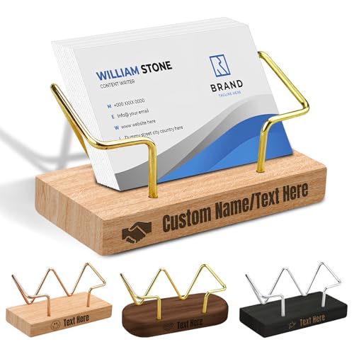 Tarjeteros personalizados de madera para tarjetas de visita, con logotipo/texto grabado, regalos para hombres, mujeres, colegas