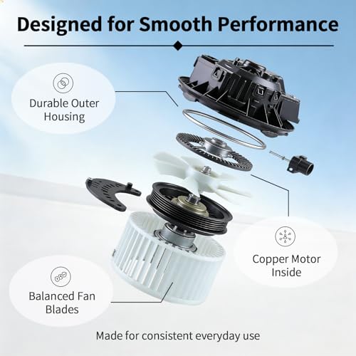 Image of HVAC Blower Motor with Fan Assembly - Compatible with Compass 2017-2021, Renegade 2015-2023 - Front Air Conditioning Heater Fan - 700351 68266039AA