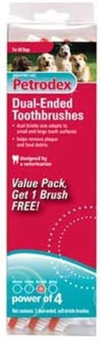Petrodex Toothbrush Dog Dual-Ended Soft Bristle Value Pack, B2G1 Free