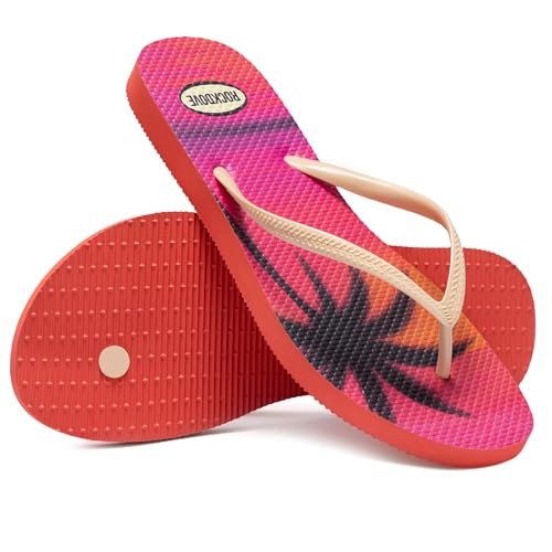 Image of RockDove Women's Seabreeze Printed Beach Flip Flops | Waterproof, Lightweight, Comfortable, Non-Slip, Indoor /Outdoor Sole, Gift-Ready, Breathable, Open Toe, Printed
