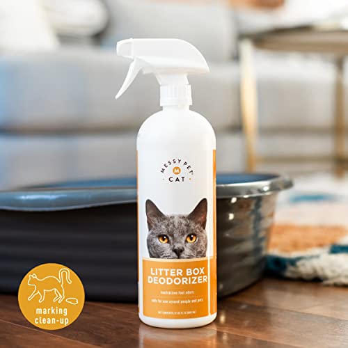 Messy Pet Cat Desodorizador de caixa de areia – Enzimas combatem odores da caixa de areia, seguro pa