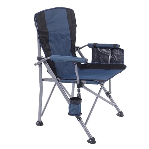 Cocoarm Silla de Camping Portátil, Silla de Camping Plegable con Marco de Acero de Alto Carbono, Capacidad de 440 Libras, Reposabrazos Portavasos Bolsillo Lateral, para Playa Picnic Festival