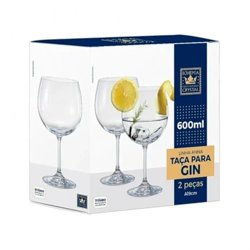 Jogo de 2 tacas para gin tonica Anna em cristal ecologico 600ml A19cm-TRANSPARENTE - Bohemia- Full F