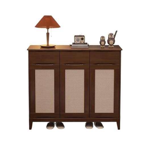 DINBOZ26X Entryway Storage All Wood Cabinets, Home Living Room Shoe, Small Apartment Economical Storage Outside The Door Shoe Management(Walnut Color)