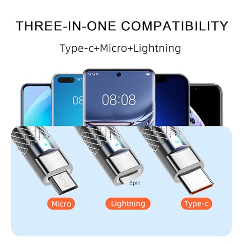 Image of EDNITA 3-In-1 Charging Cable | Micro Usb, Type C And Micro USB, 15W Fast Charging Cable | 1M, Wide Campatibility- Orange