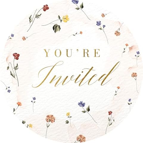 Mobiusea Creation Wild Floral Wedding Invitation Stickers | 1.4 inch | Gold Foil | 108pcs Waterproof Wedding Envelope Stickers for Wedding, Bridal Shower, Birthday, Baby Shower and Party Cover