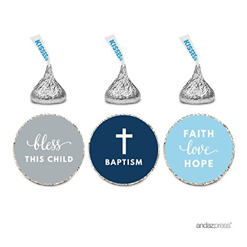 Andaz Press Chocolate Drop Labels Trio, Fits Hershey's Kisses Party Favors, Boy Christening