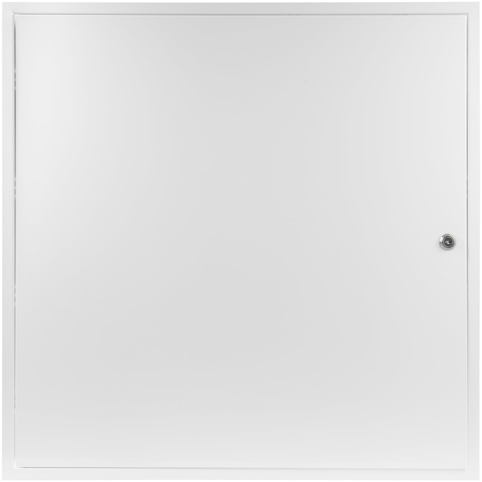 repa market 24" x 24" inch lockable galvanized steel access panel door with key set - for outdoor and indoor use - opening flap cover plate - box door lock - inspection hatch - white polymer coating