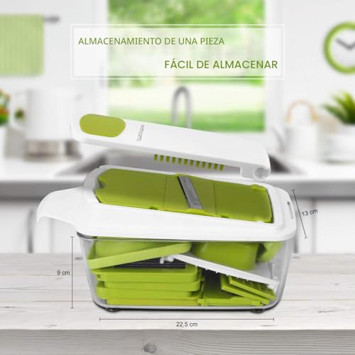 Miniatura 6 de 23 Piezas Cortador De Verdura Y Frutas Multifuncional Mandolina Profesional De Cocina, Slicer Espiral Rallador De Cuchillas Acero Inoxidable, Pelador
