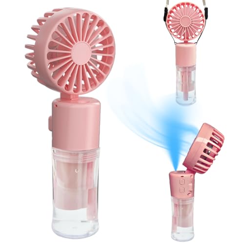 AIRPROSSING Ventilador de nebulización portátil que funciona con pilas, ventilador con pulverizador de agua, plegable, 4 engranajes, ventilador de mano portátil para exteriores, viajes, maquillaje,