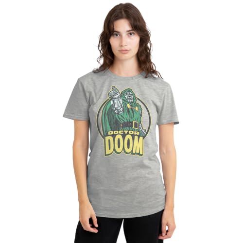 Image of Marvel Retro Doctor Doom Points Ladies T-Shirt, Athletic Heather, X-Large