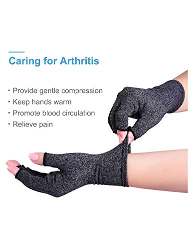 Donfri Arthrose Handschuhe Fingerlose Arthritis Handschuhe Kompressionhandschuhe für Schmerzlinderung und Wärme (Grau-1Paar, M)