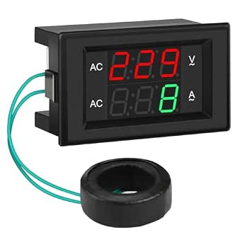 DROK Volt Amp Meter, AC 500V 200A Digital Voltmeter Ammeter Panel, 0.39 Inches LED 2-in-1 Multimeter with Current Transformer