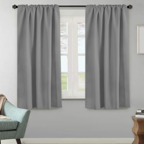 Image of H.VERSAILTEX Blackout Curtains Thermal Insulated Window Treatment Panels Room Darkening Blackout Drapes for Living Room Back Tab /Rod Pocket Bedroom Draperies, 52 x 63 Inch, Grey, 2 Panels