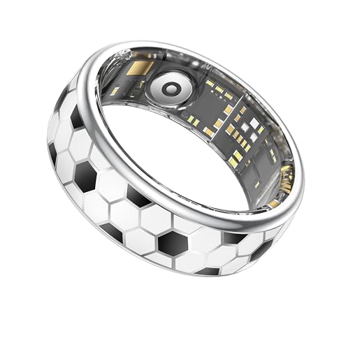 Image of Smart Ring with Gesture Control for Video Scrolling & Camera Remote Shutter, Fitness Tracker Ring with Heart Rate Sleep Blood Oxygen Monitor, IP68 Waterproof, No Subscription (Football, 11#)