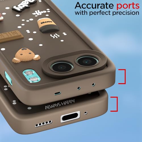 Image of Outlouders Back Cover for OnePlus Nord 4 5G | 3D Cartoon Bear Cute Fun Silicone Full Body Protection Bumper Case (Brown)