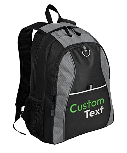 Personalized Contrast Honeycomb Backpacks, Grey - Your Name - Customized Embroidery Backpack for College, Business