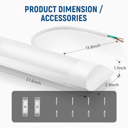 Dakason 2Ft Led Ceiling Light For Garage Flush Mount, 18W 2160Lm Led Shop Lighting Closet Light Fixture thumb #4