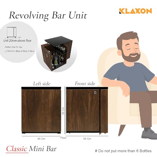 Image of Klaxon Mini Bar Cabinet for Home, 55 x 45 cm Compact Bar Unit with Wine Rack and Open Shelf, Living Room and Dining Room Bar Storage, Engineered Wood, Forest Dark (Iris)