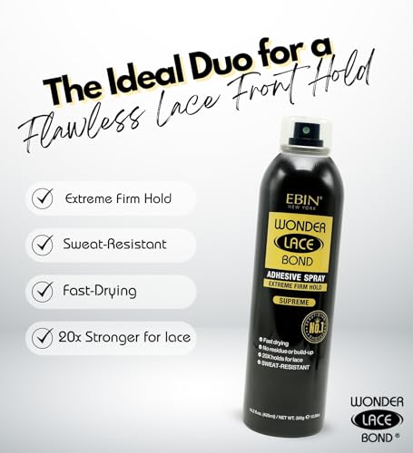 Image of Wig Glue for Front Lace Wig Adhesive Spray - Supreme Hold 14.2 Each by EBIN NEW YORK - Sweat-Resistant, Quick-Dry Formula for Lace Front Wigs - Gift Set (2 Pack) | Supreme Hold Wig Glue Spray, Sweat Resistant, Fast Drying, No Residue, Lace Front Melting Spray, Latex-Free